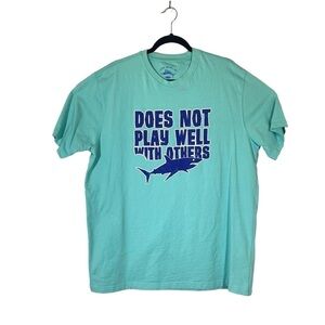 Joe Marlin men's size XL Graphic tee crew neck short sleeve teal aqua